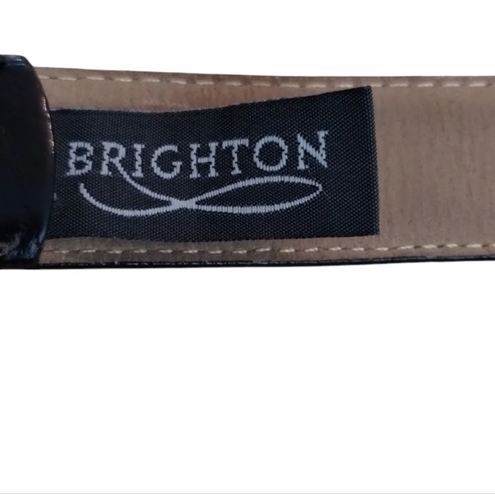 Brighton Black Leather Belt with Decorative Silver Buckle S